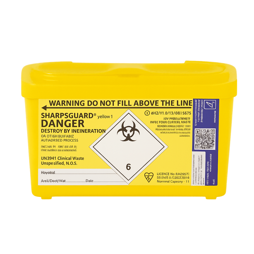 Phoenix Sharpsguard 1L Yellow Sharps Bin – Safe Disposal for Weight Loss Pen Needles